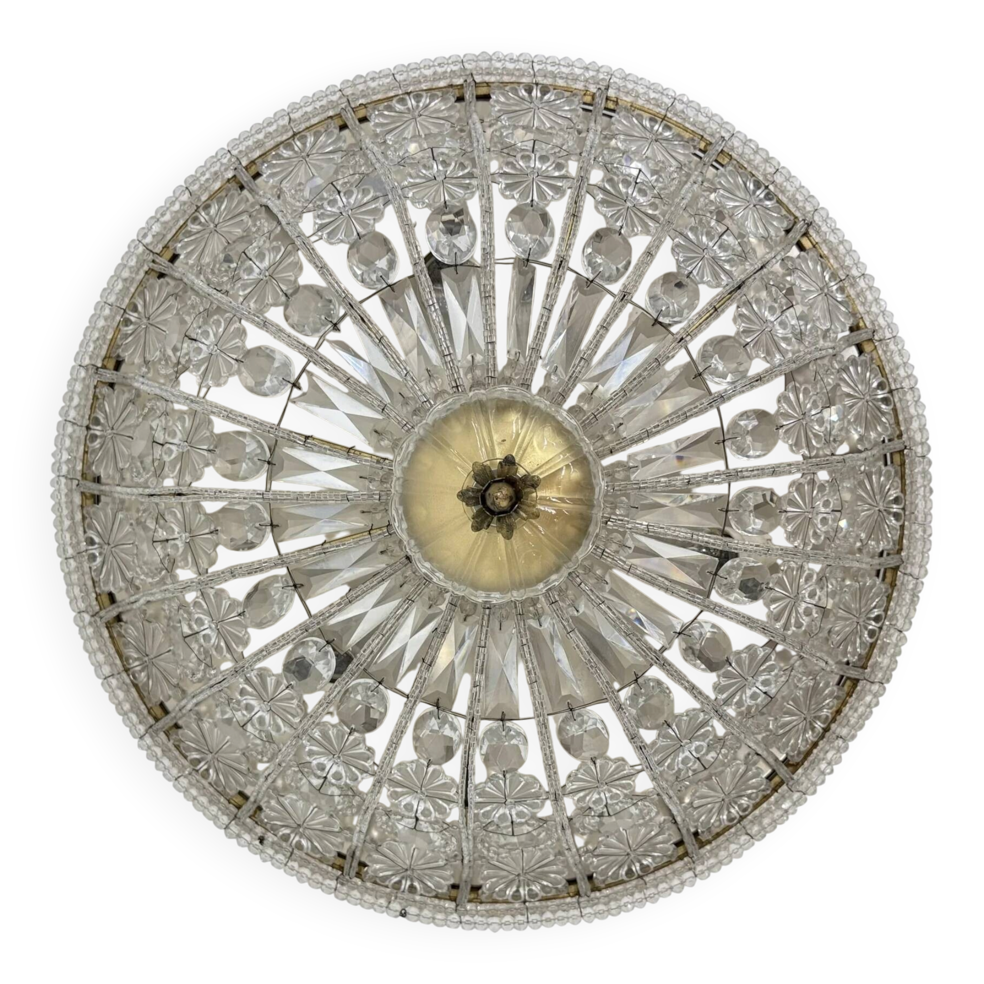 Large crystal Banci Italy ceiling lamp, 1960s