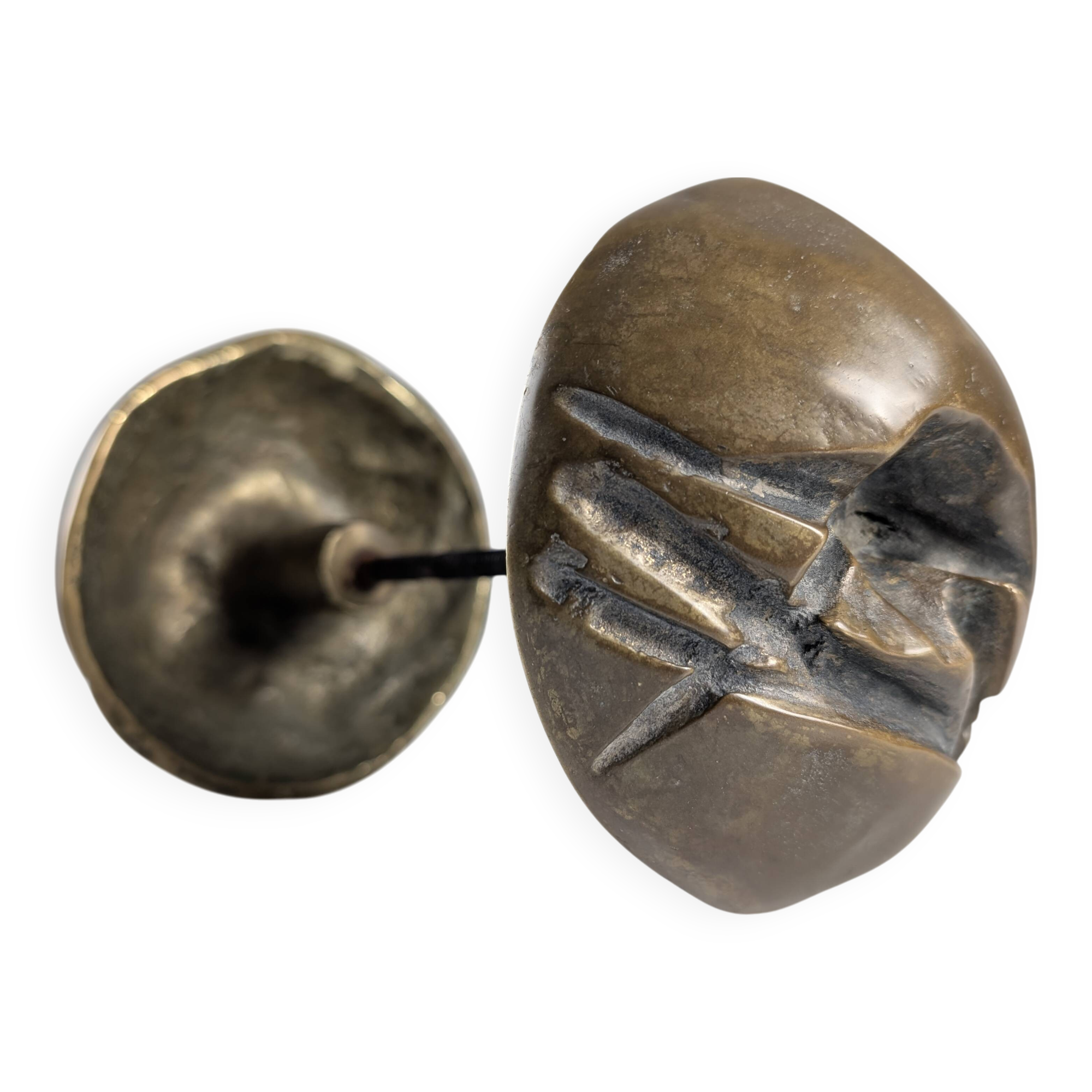 Brutalist double bronze handle door, 1970s