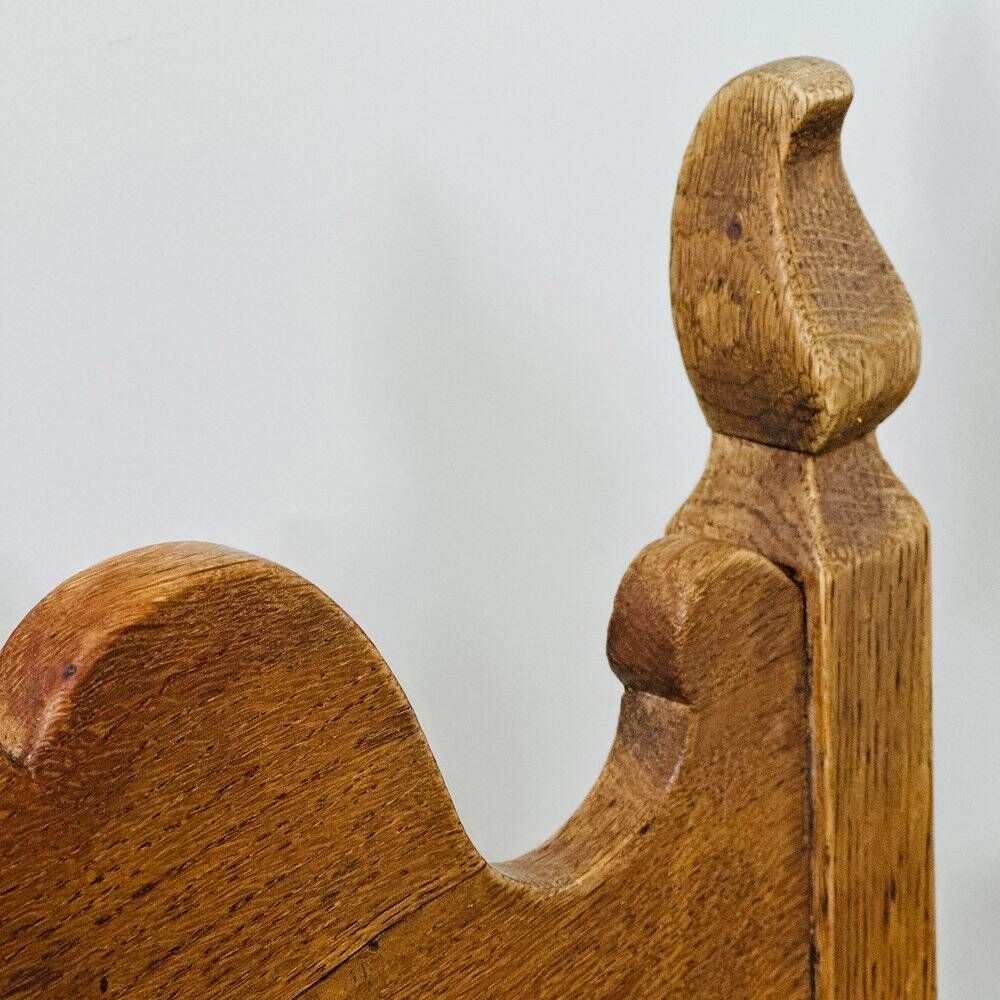 Set of 6 vintage solid oak high-back dining chairs – rustic European / Spanish revival