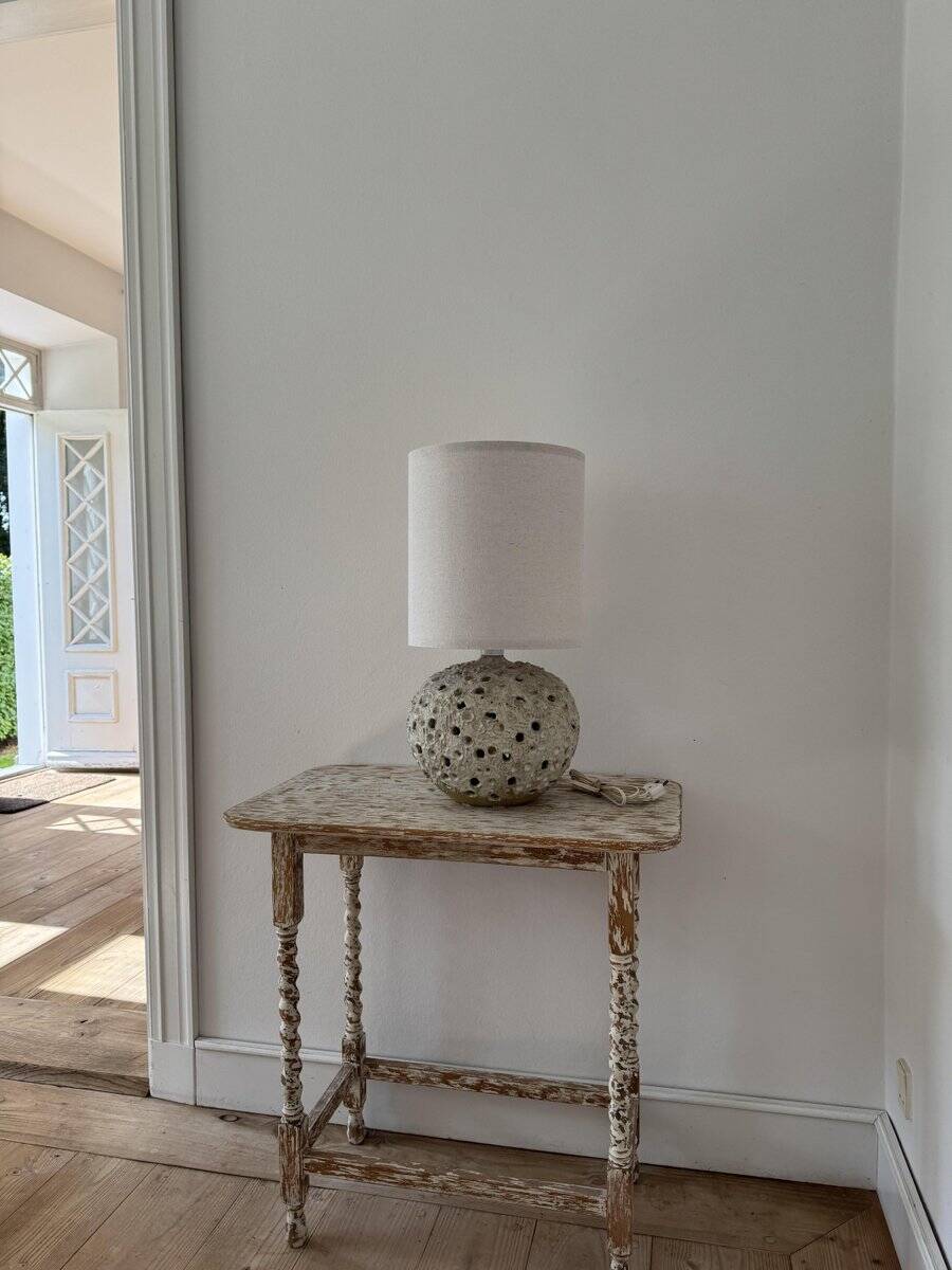 Large mid-century Danish brutalist ceramic table lamp in the style of Sejer, 1960s