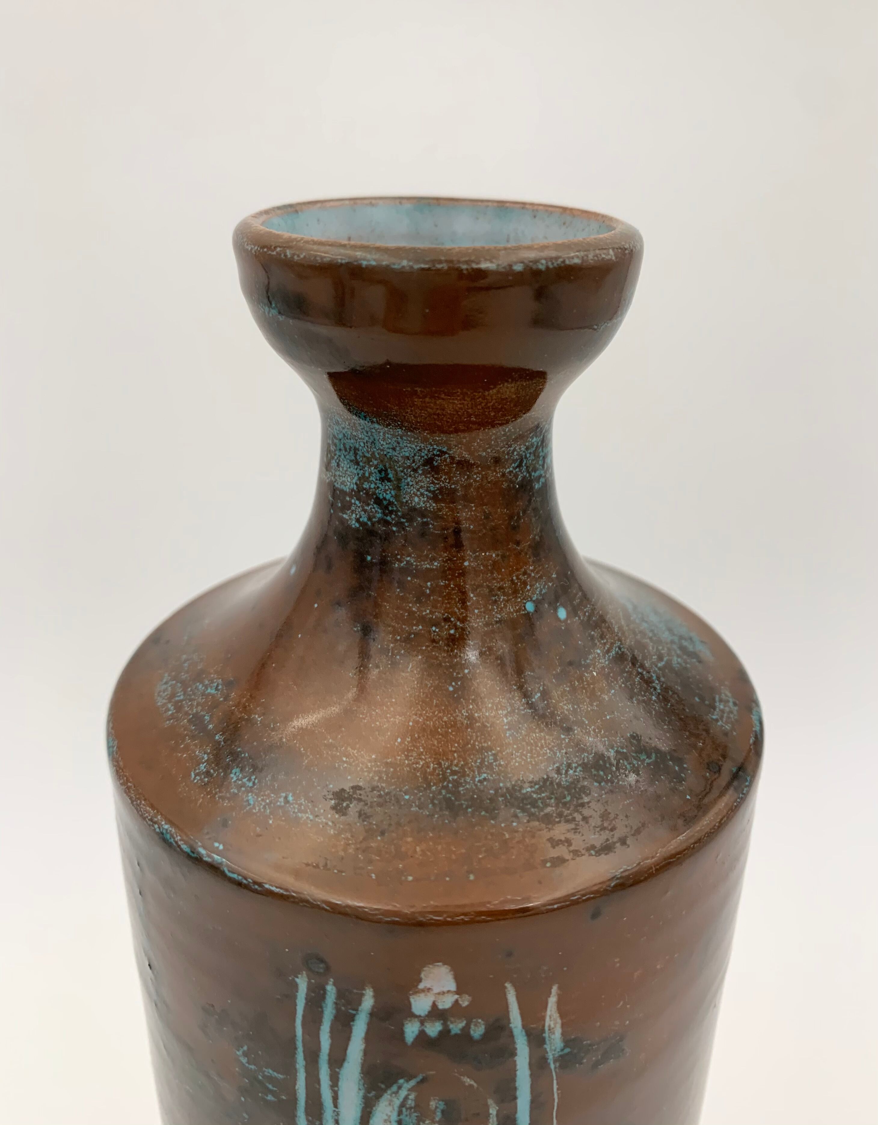 Vintage glazed terracotta ceramic, signed Yvon Roy, Ateliers Montgolfier - 1960s