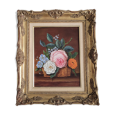 Floral painting golden frame