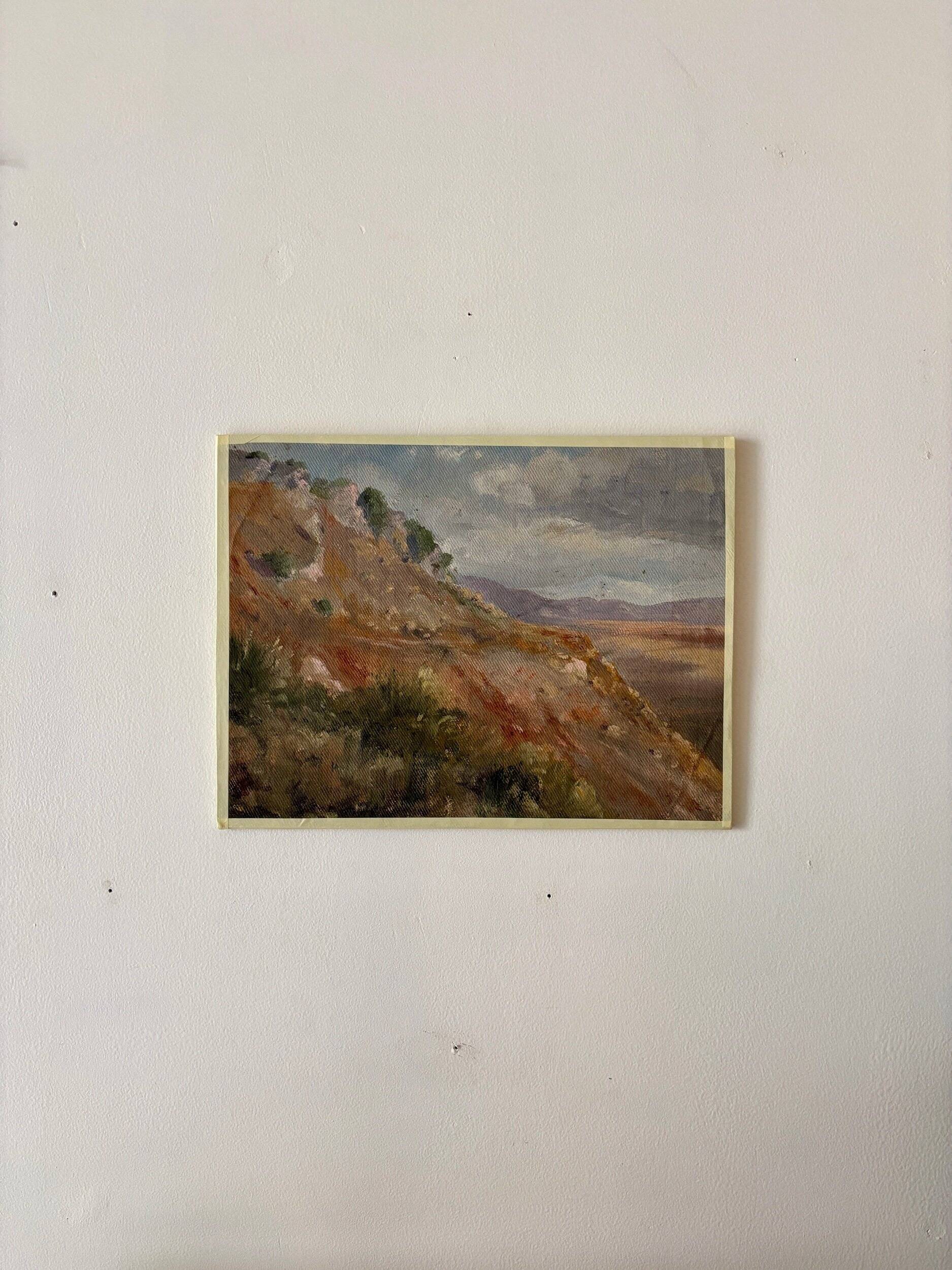 Peinture à l'huile sur toile "Falaise et montagnes" n°64