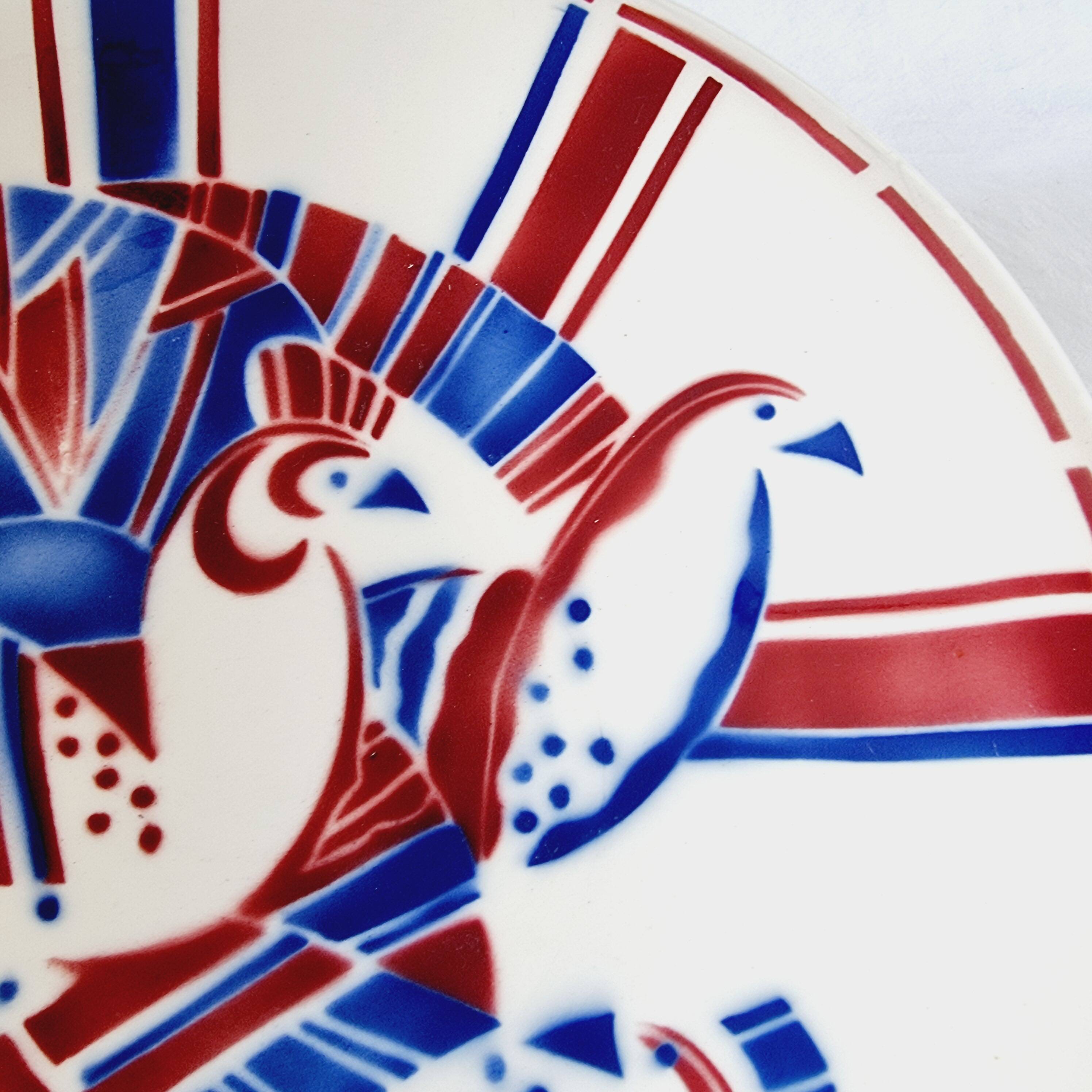 Assiette Art Déco exclusive en porcelaine française de Badonviller, édition limitée années 30-40