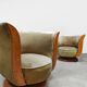Pair of Art Deco "Tulip" armchairs from the "Le Malandre" hotel