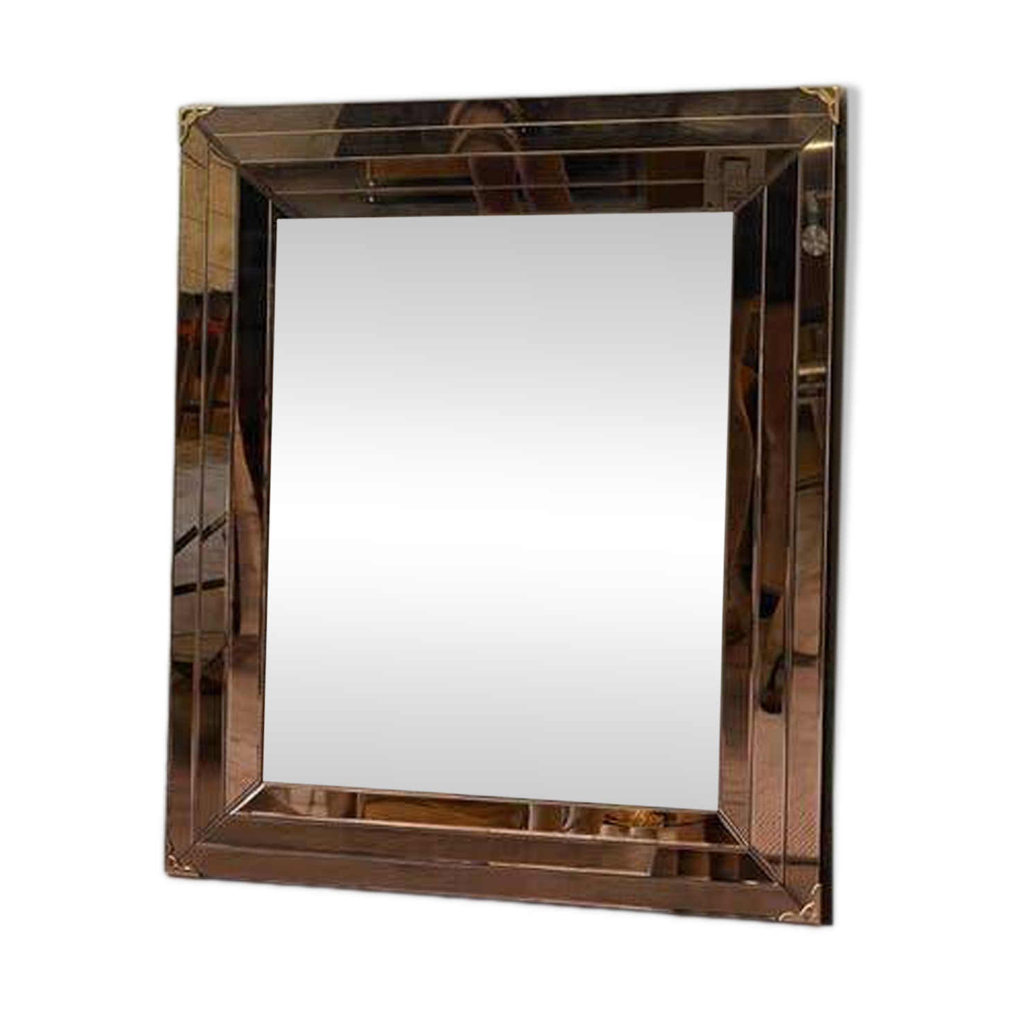 Vintage gold wall mirror with a smoked mirror border.