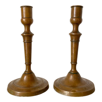 Set of 2 copper retro candlesticks