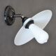 White and black articulated wall lamp, opaline, bakelite and porcelain