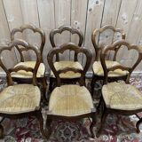 Set of 6 straw-seated chairs from the Louis Philippe period.