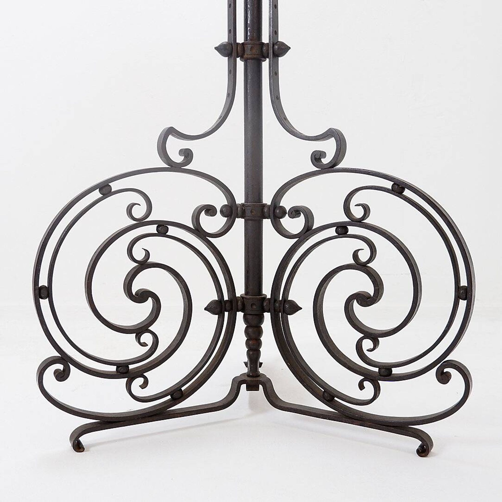 Art Nouveau Wrought iron tripod floor candlestick