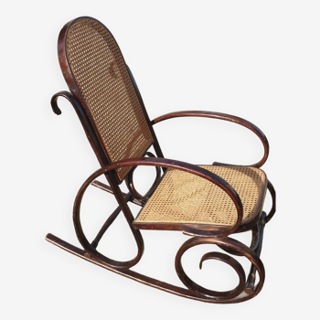 Rocking- chair  bois et canage  seventies