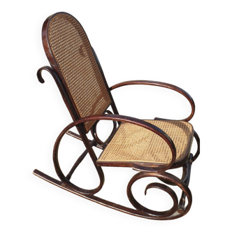 Rocking- chair  bois et canage  seventies