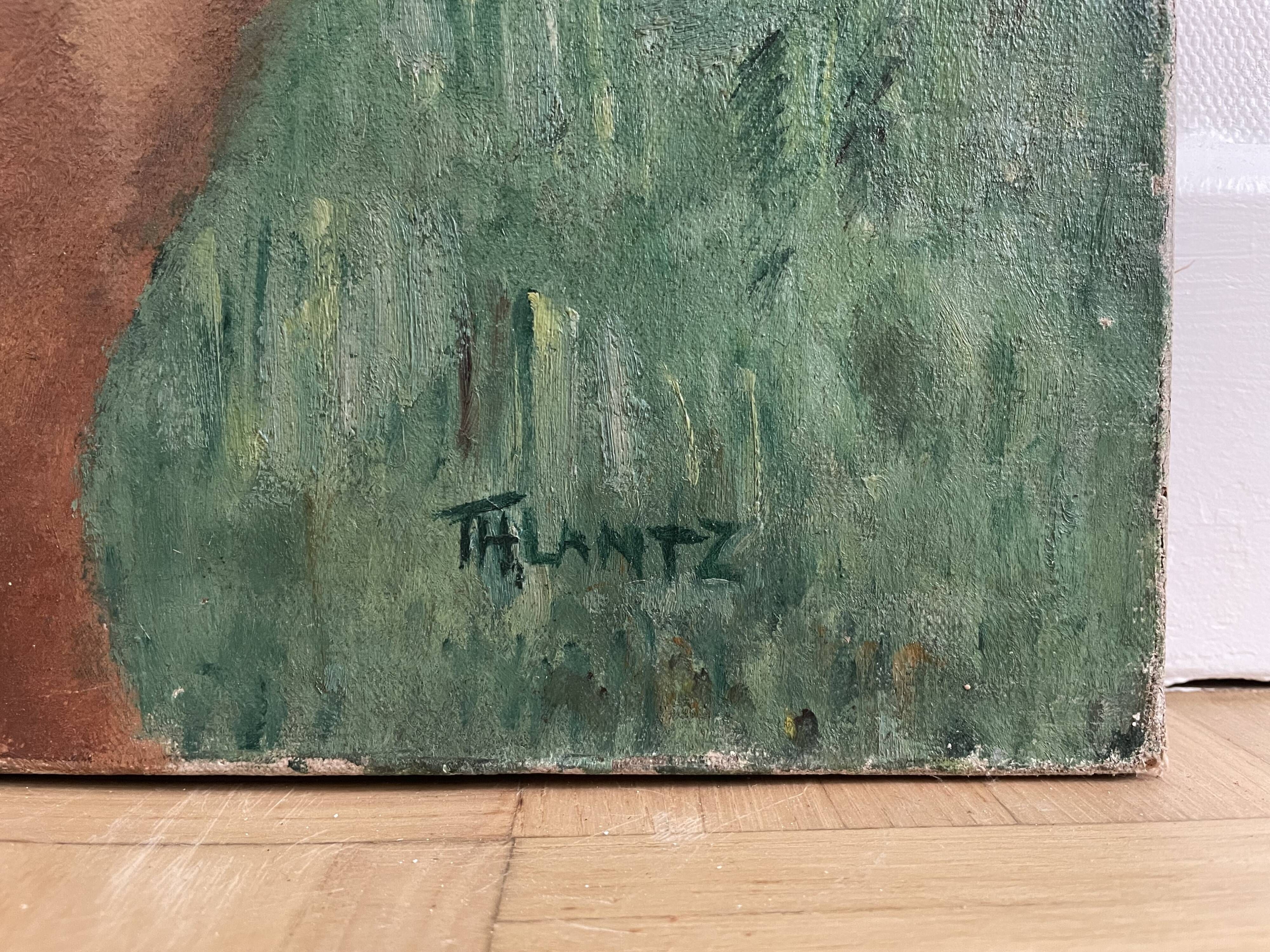 Portrait of a woman, Oil on canvas, Th. Lantz
