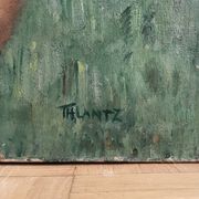 Portrait de femme, Huile sur toile, Th. Lantz