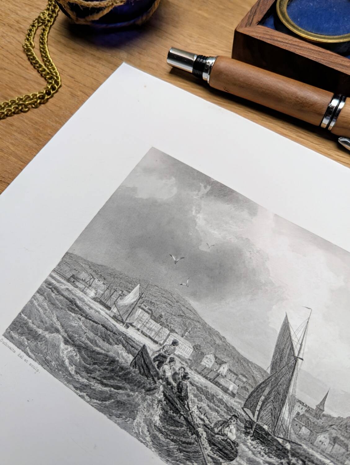 Printed in 1844, Honfleur, Normandy. Engraving.