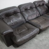 1970s  De Sede Adjustable Brown Leather 3-Seater Sofa  DS-110 James Bond