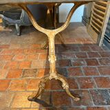 Bistro table in wood and enamelled cast iron
