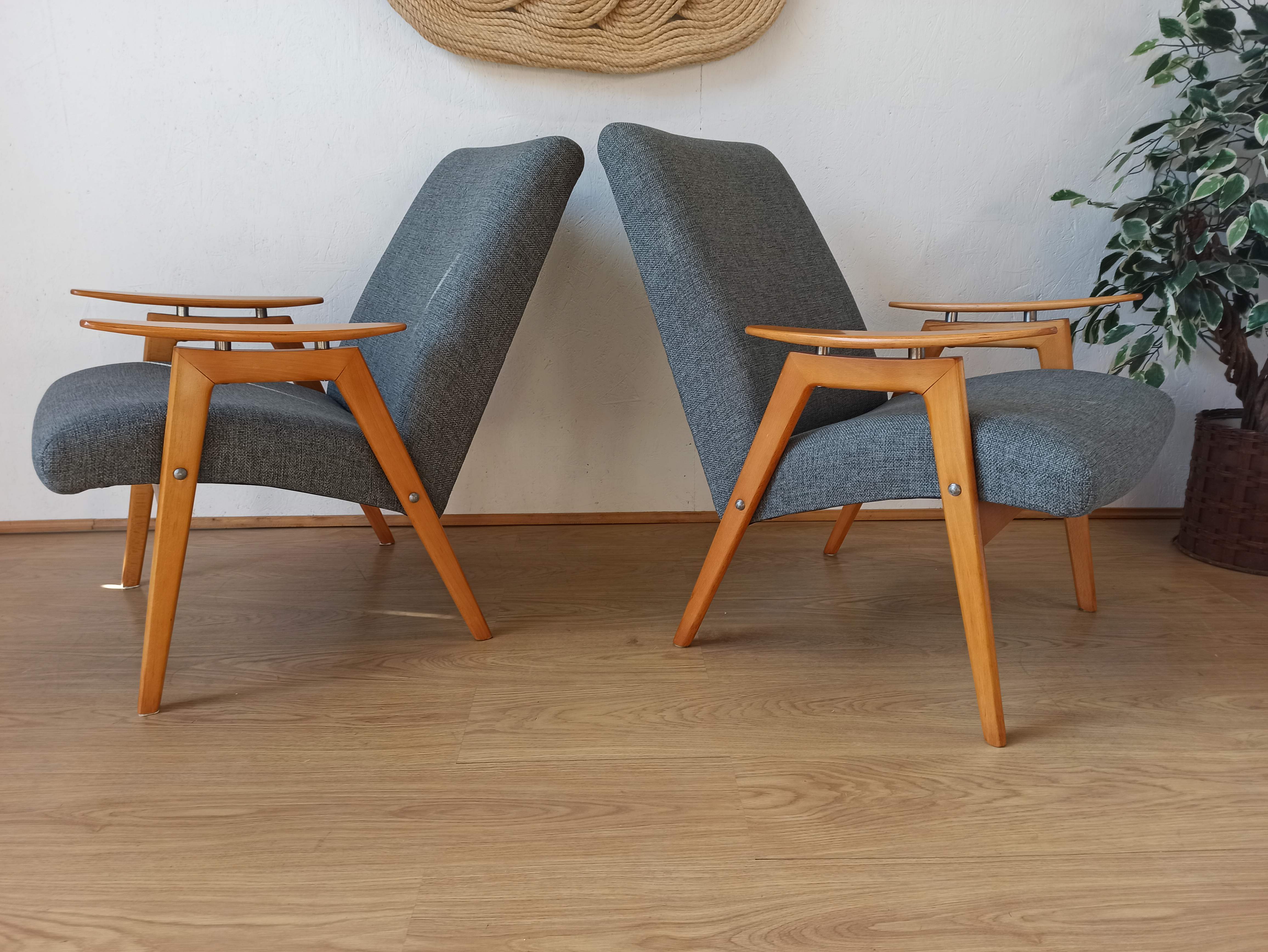 2 designer armchairs by j. šmidek, 1970s.
