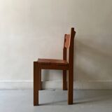 Chaise en bois d'orme et cuir camel Maison Regain, design France