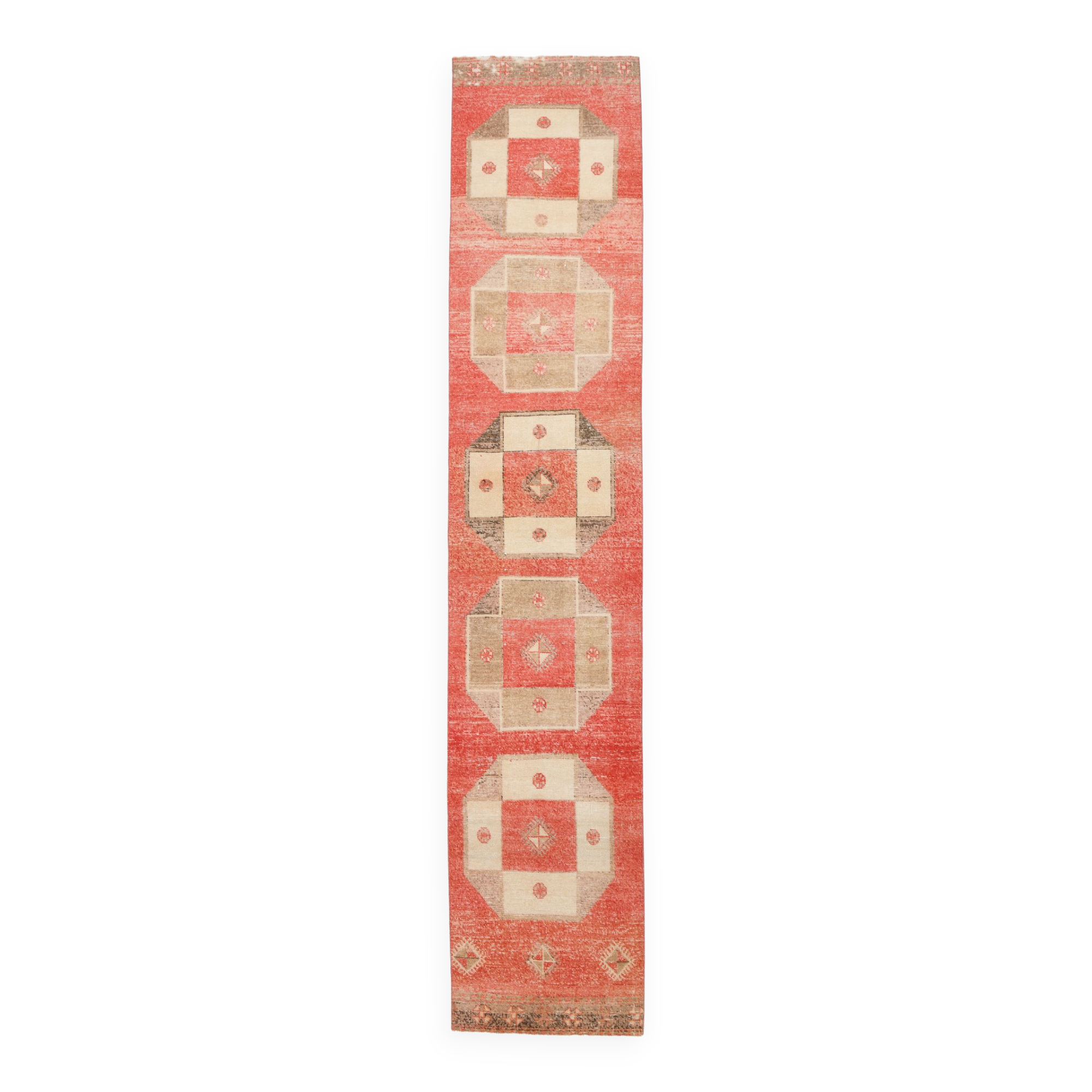 2x12 pale red turkish runner rug, 75x385cm