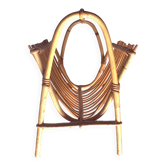 Porte-revues vintage en rotin et bambou