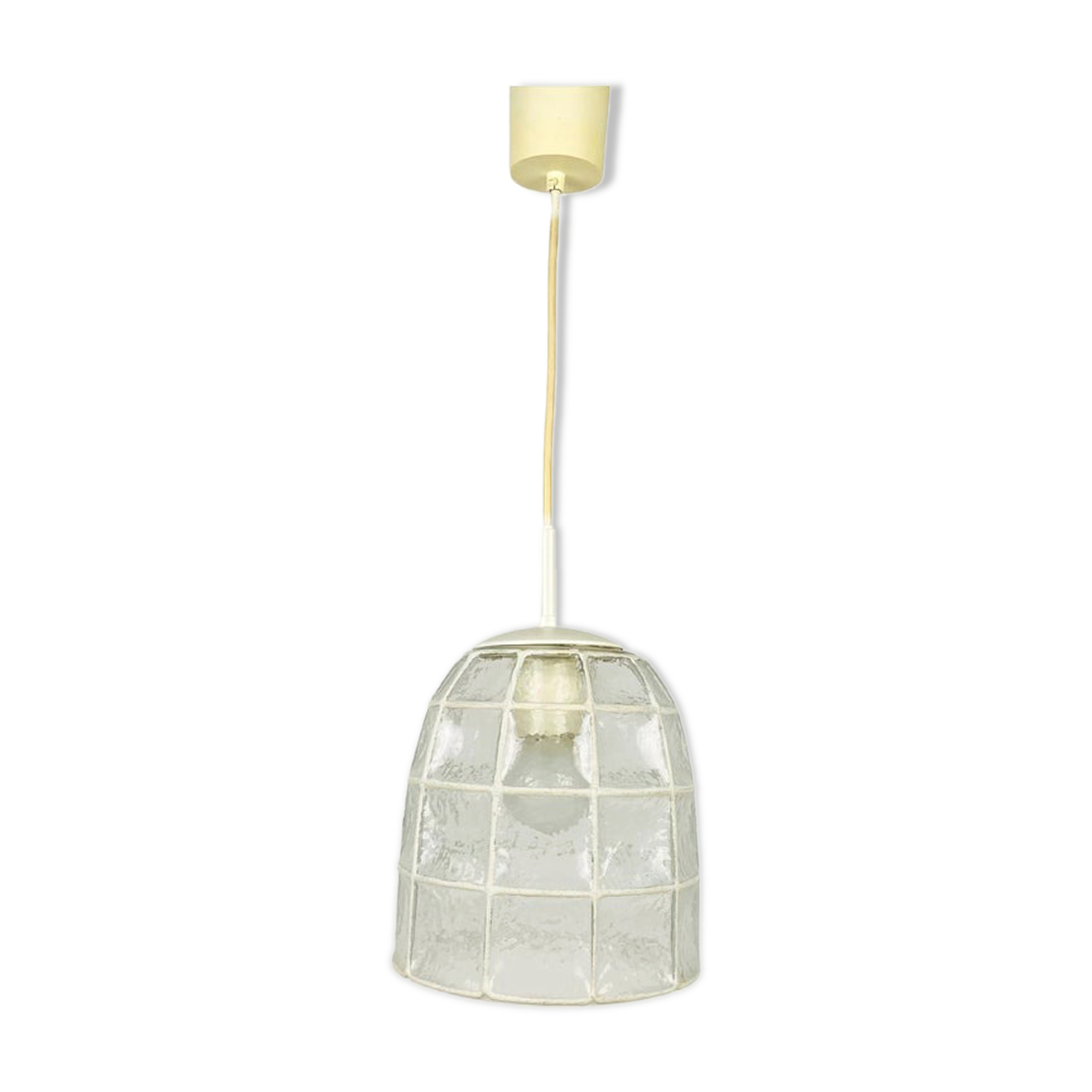 Hanging lamp in iron and glass from Glashütte Limburg, 1960s