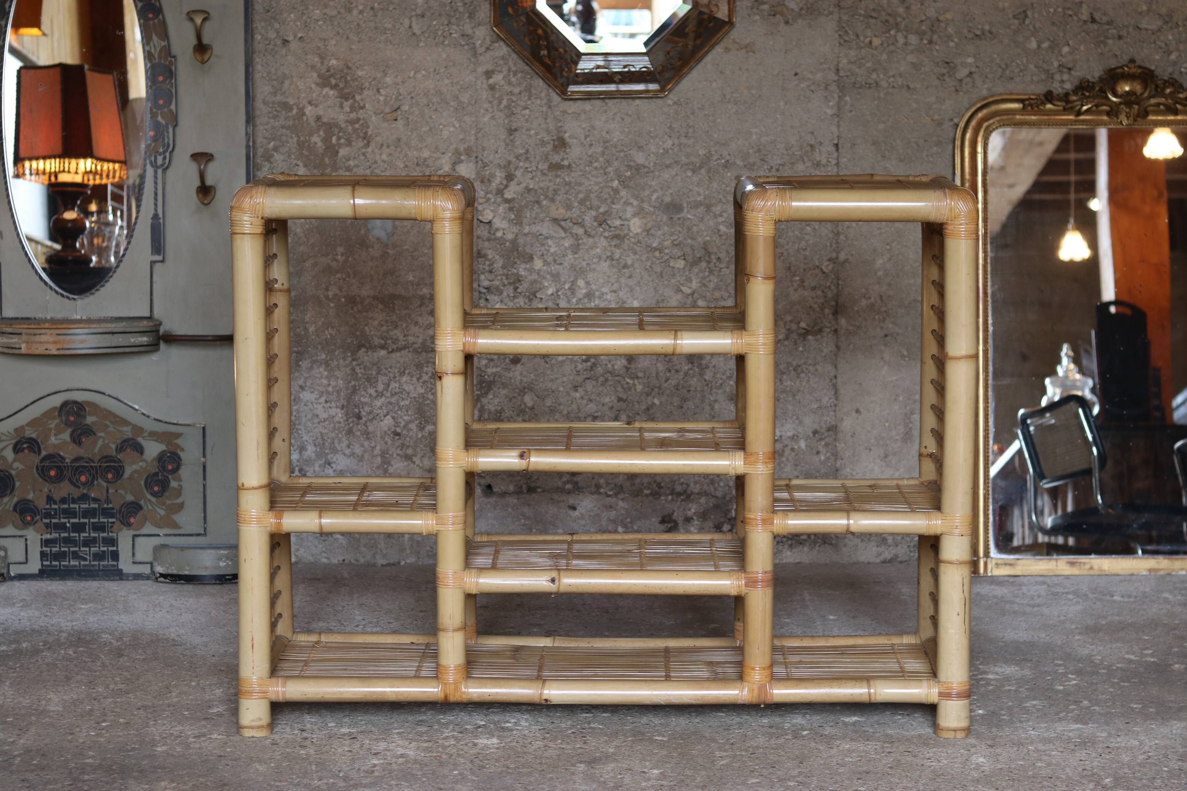 Spectacular vintage bamboo shelf