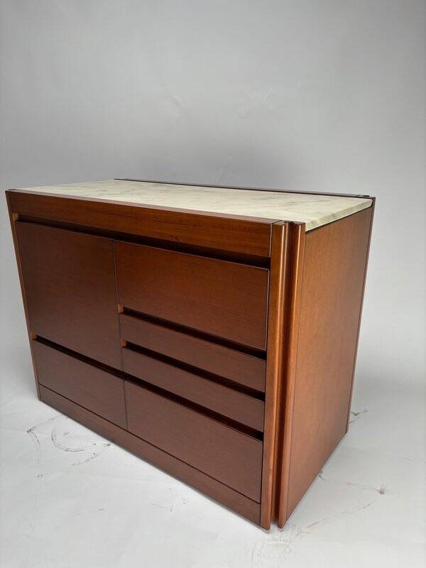 Italian Dry Bar attributed to Angelo Mangiarotti for Molteni in Wood and Marble, 1960s
