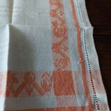 Set of twelve apricot damask cotton napkins days 25 x 26 cm