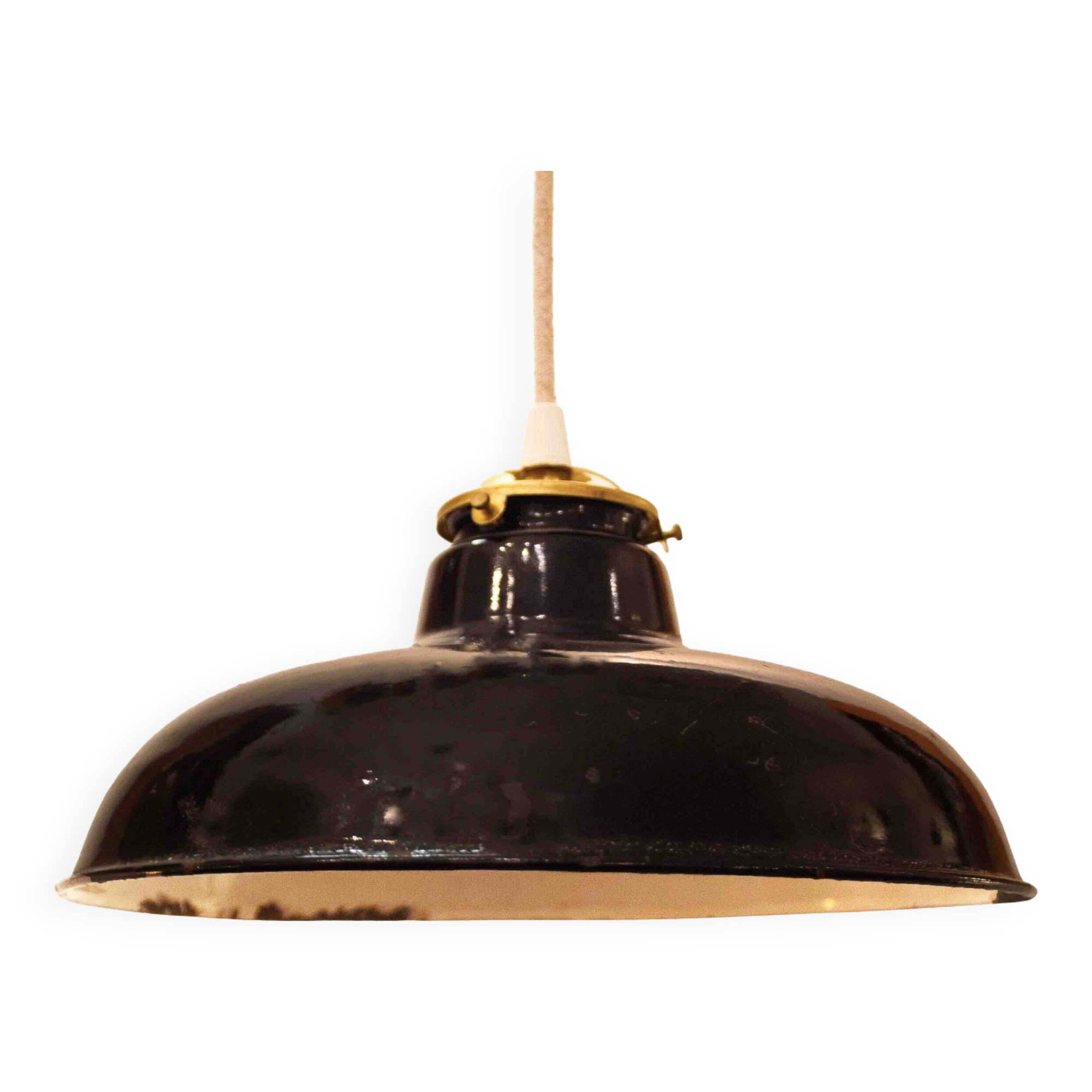 Black Industrial Pendant Lamp, 1950's, Spain
