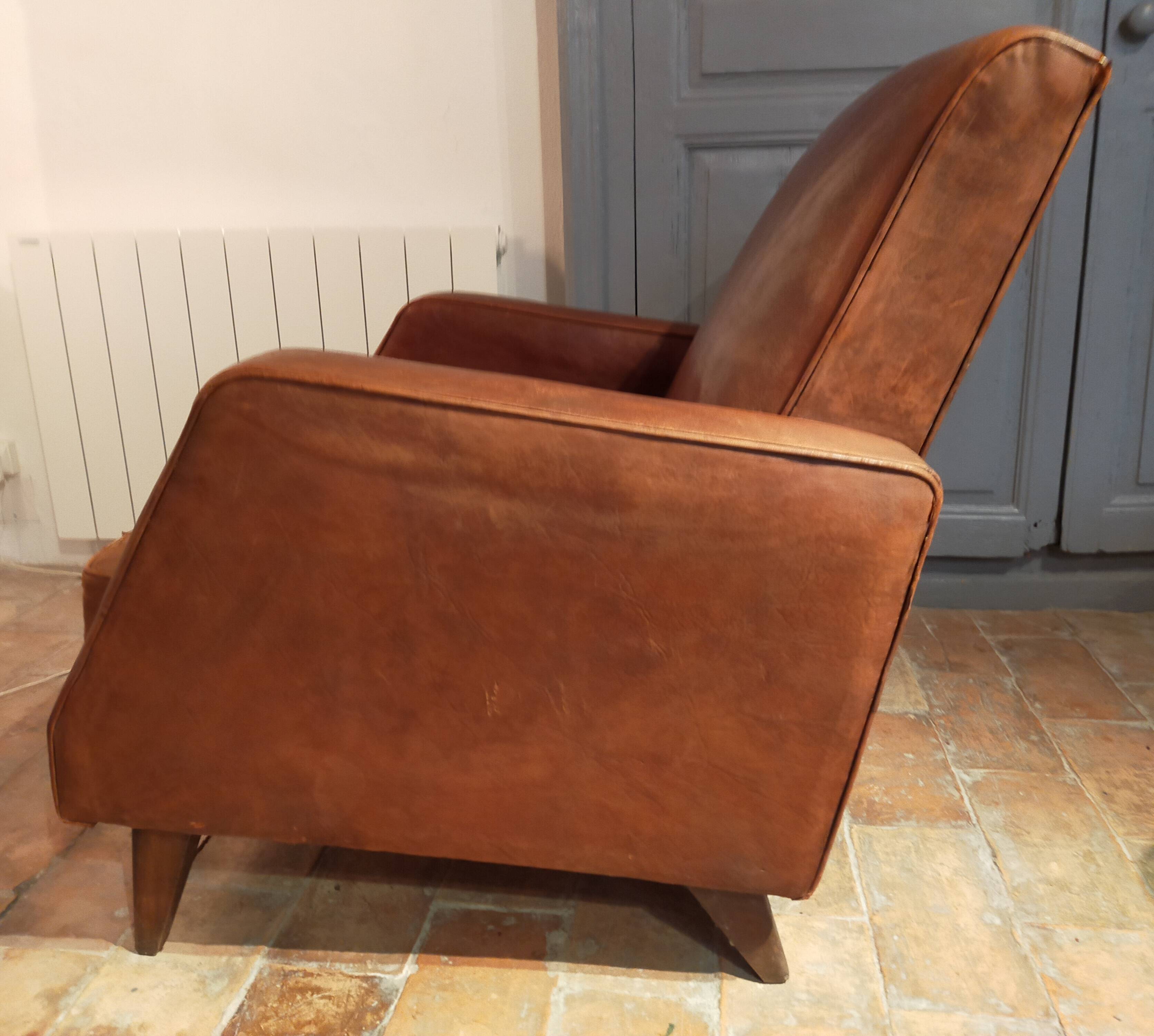 Paire de fauteuils cuir