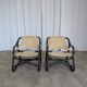2 Vintage Espri Safari Lounge Armchairs / Rare Mid-century Black Bamboo and Beige Fabric Easy C