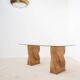 Dining table or desk in glass and bamboo from the 1970s.