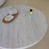 Omega circular coffee table natural travertine - 80cm D
