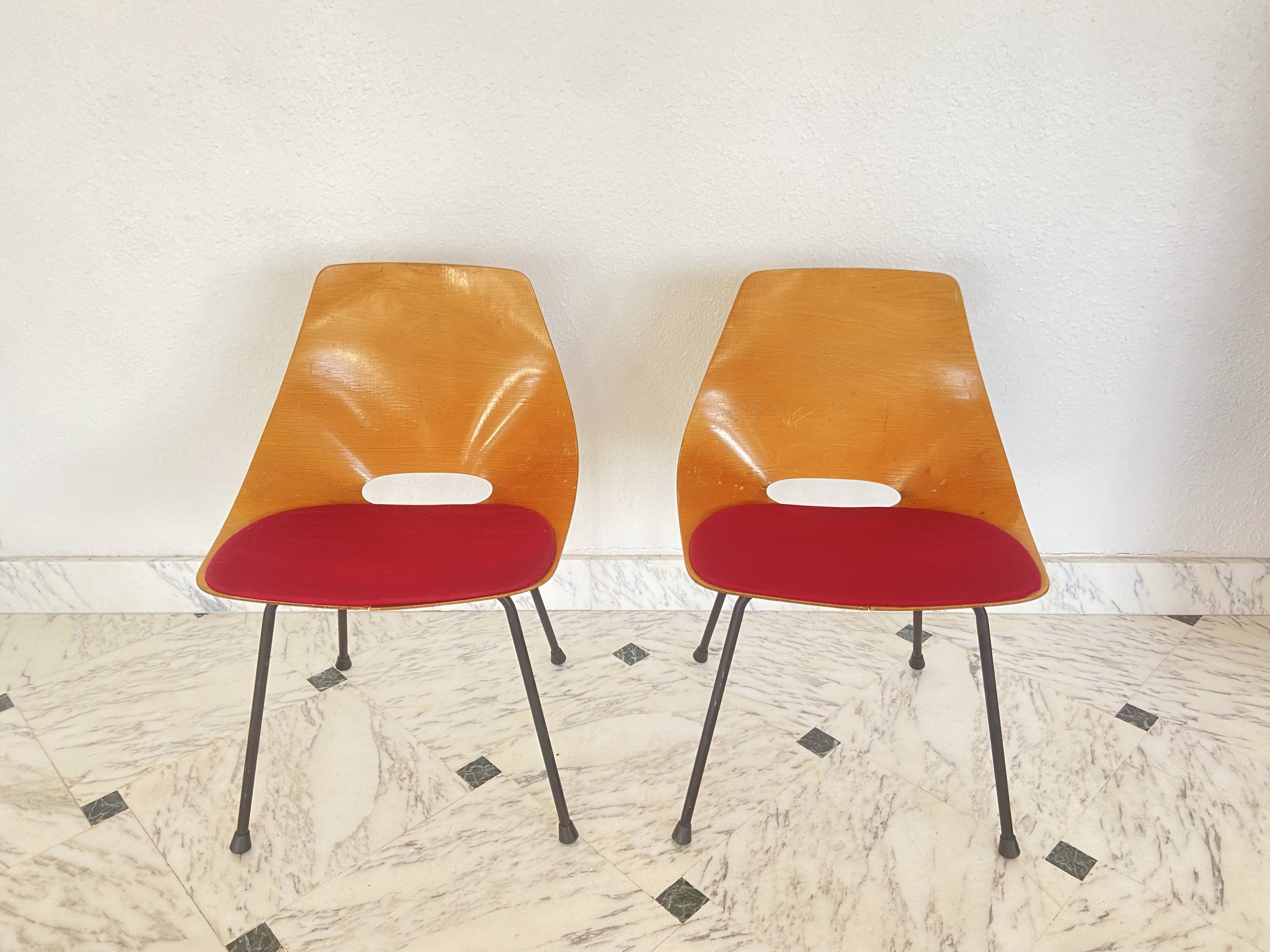 Pair of barrel chairs by Pierre Guariche for Steiner, 1950s.