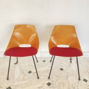 Paire de chaises tonneau par Pierre Guariche pour Steiner, années 50.