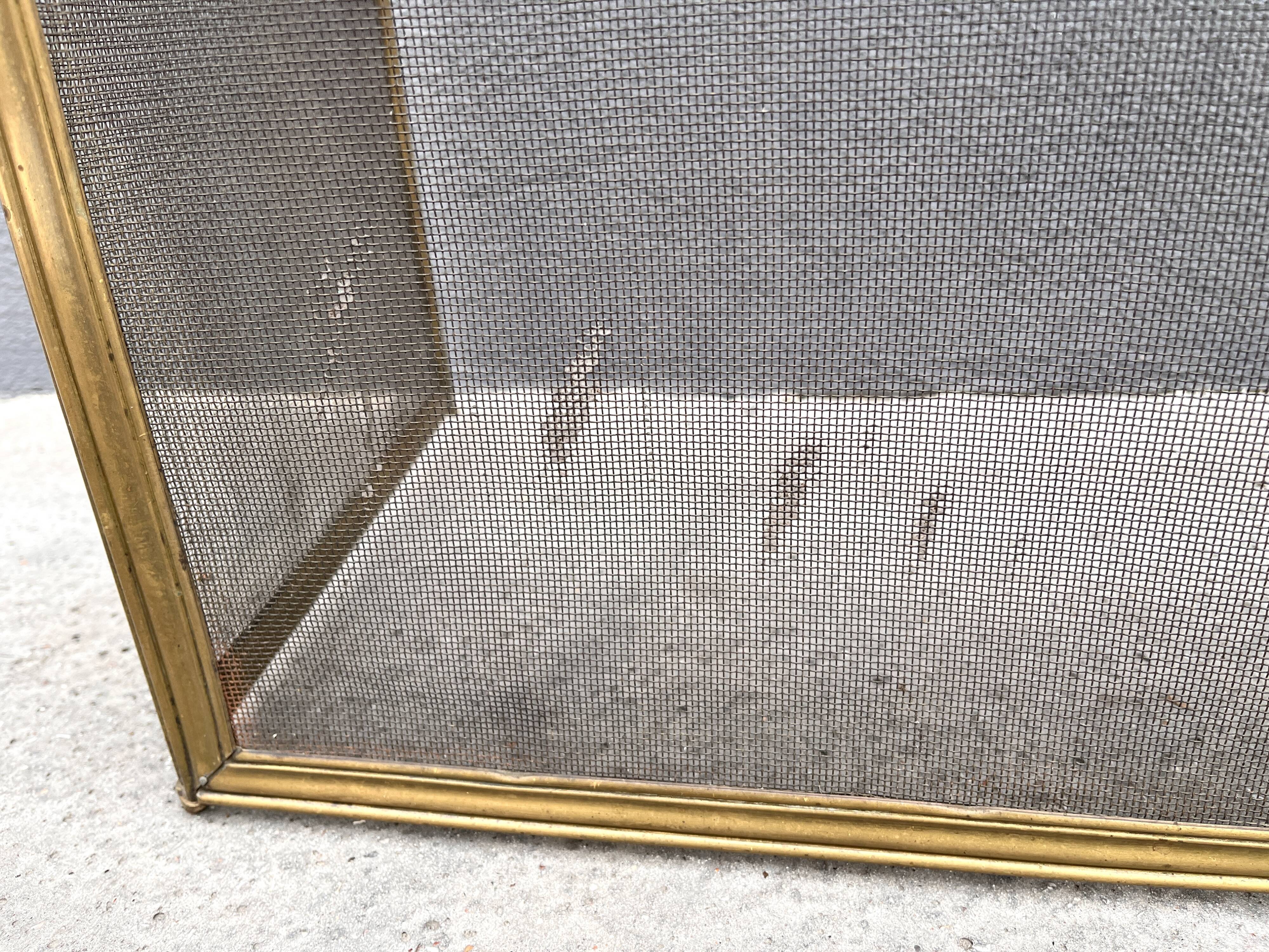 19th century Art Nouveau brass fireplace screen