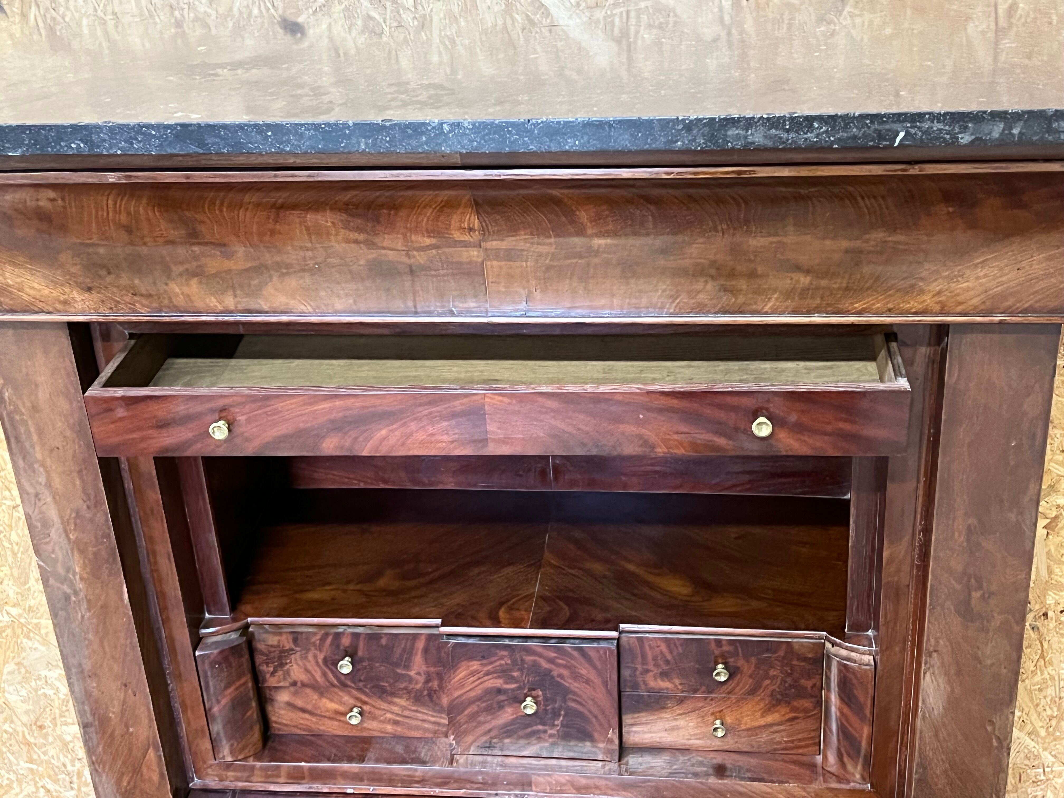 old secretary, Restoration era, lock and clover key, nineteenth century