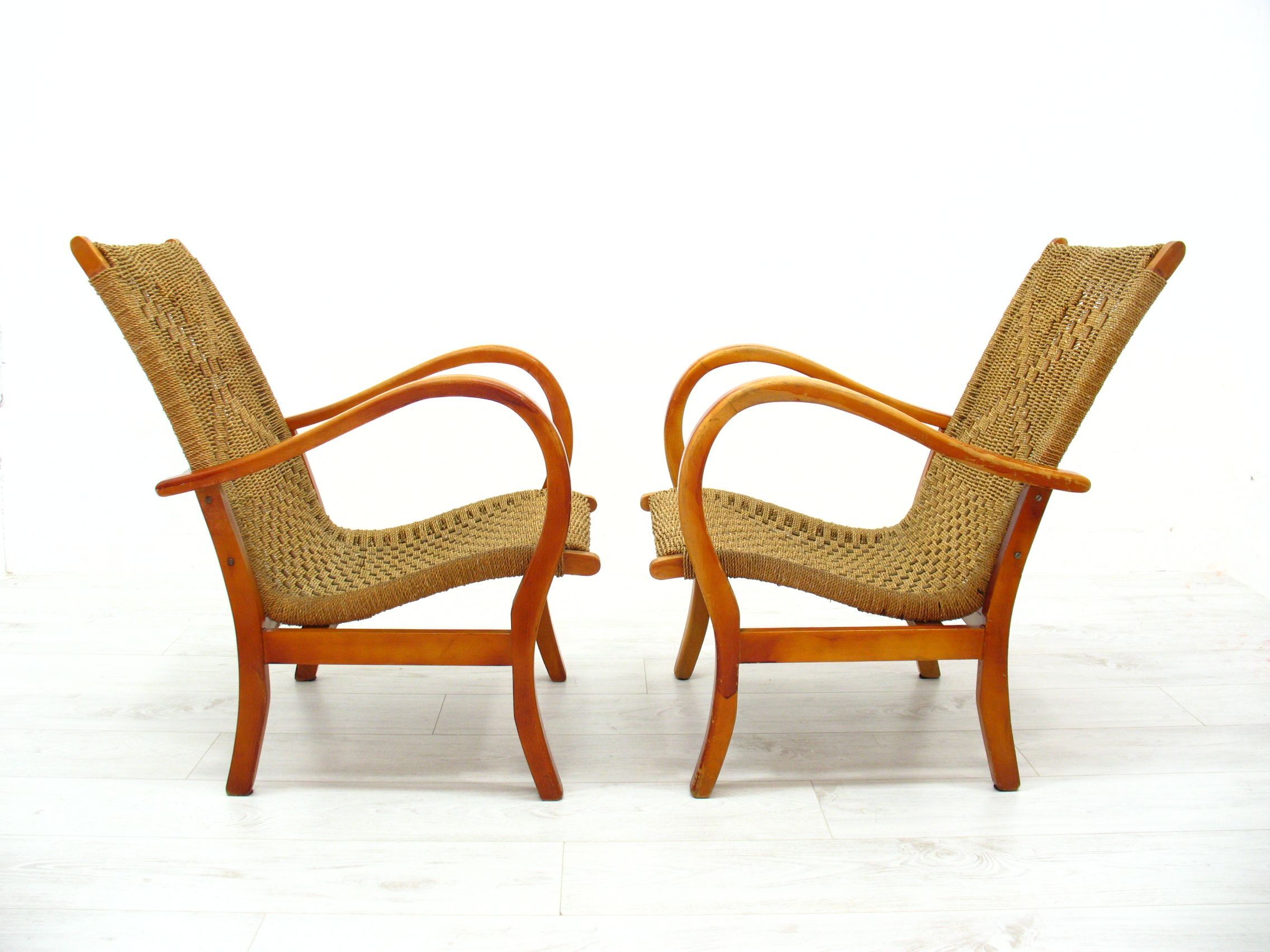 Chaises en corde vintage, 1970
