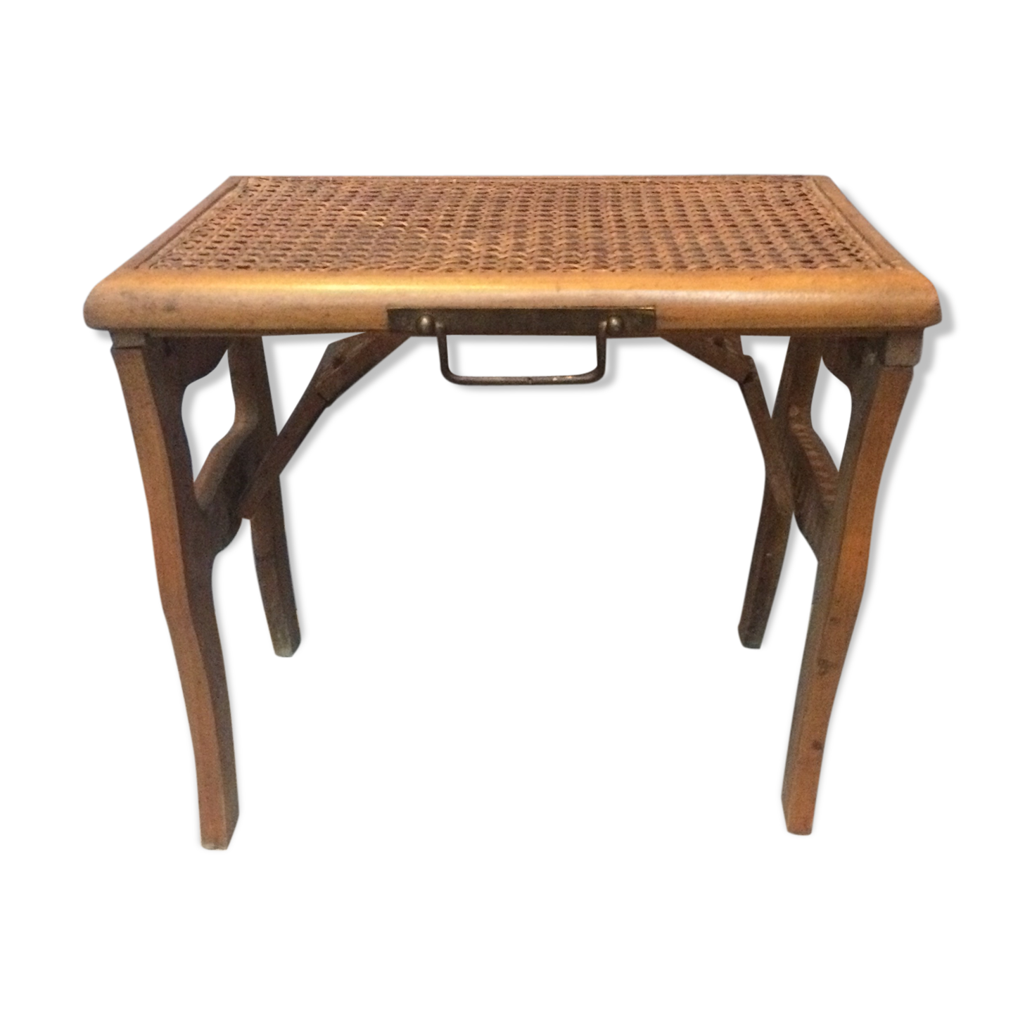 Folding stool in old caning