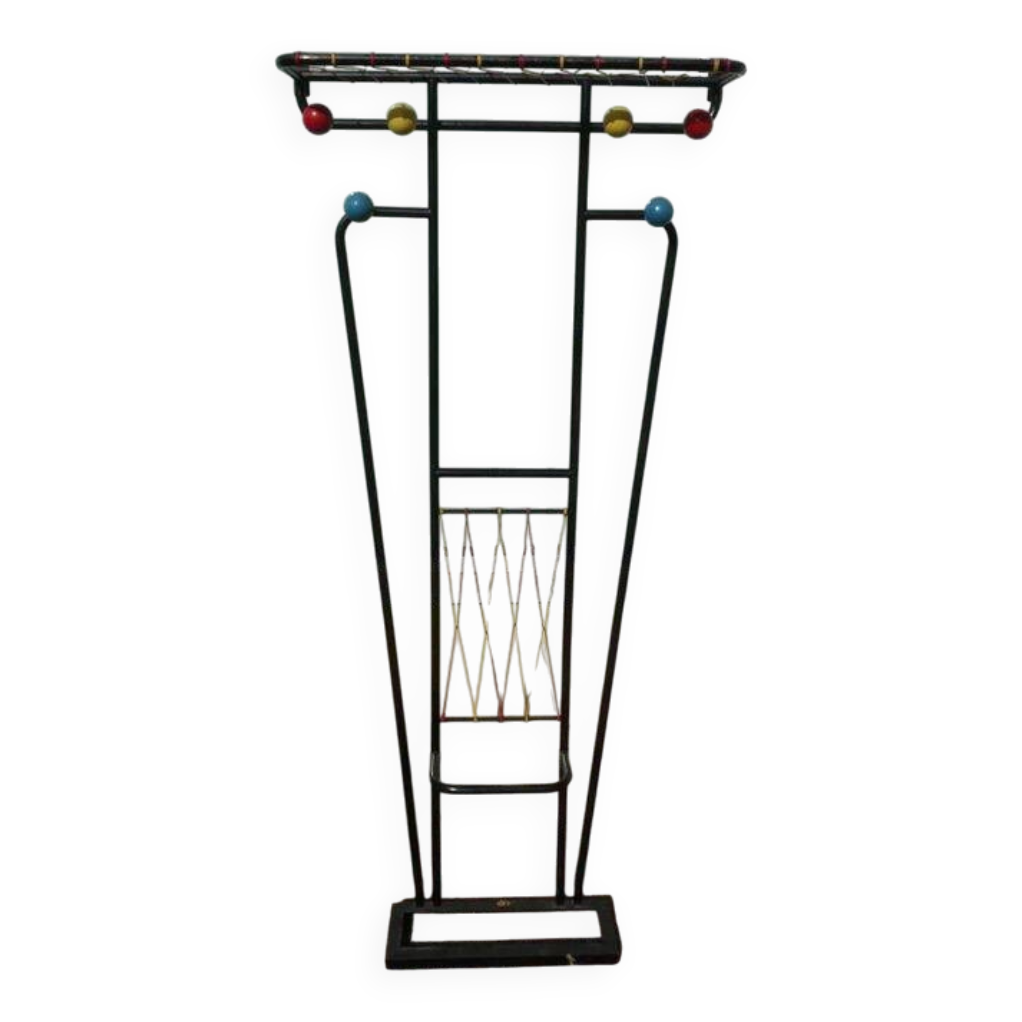 1960s wall-mounted coat rack with colored balls