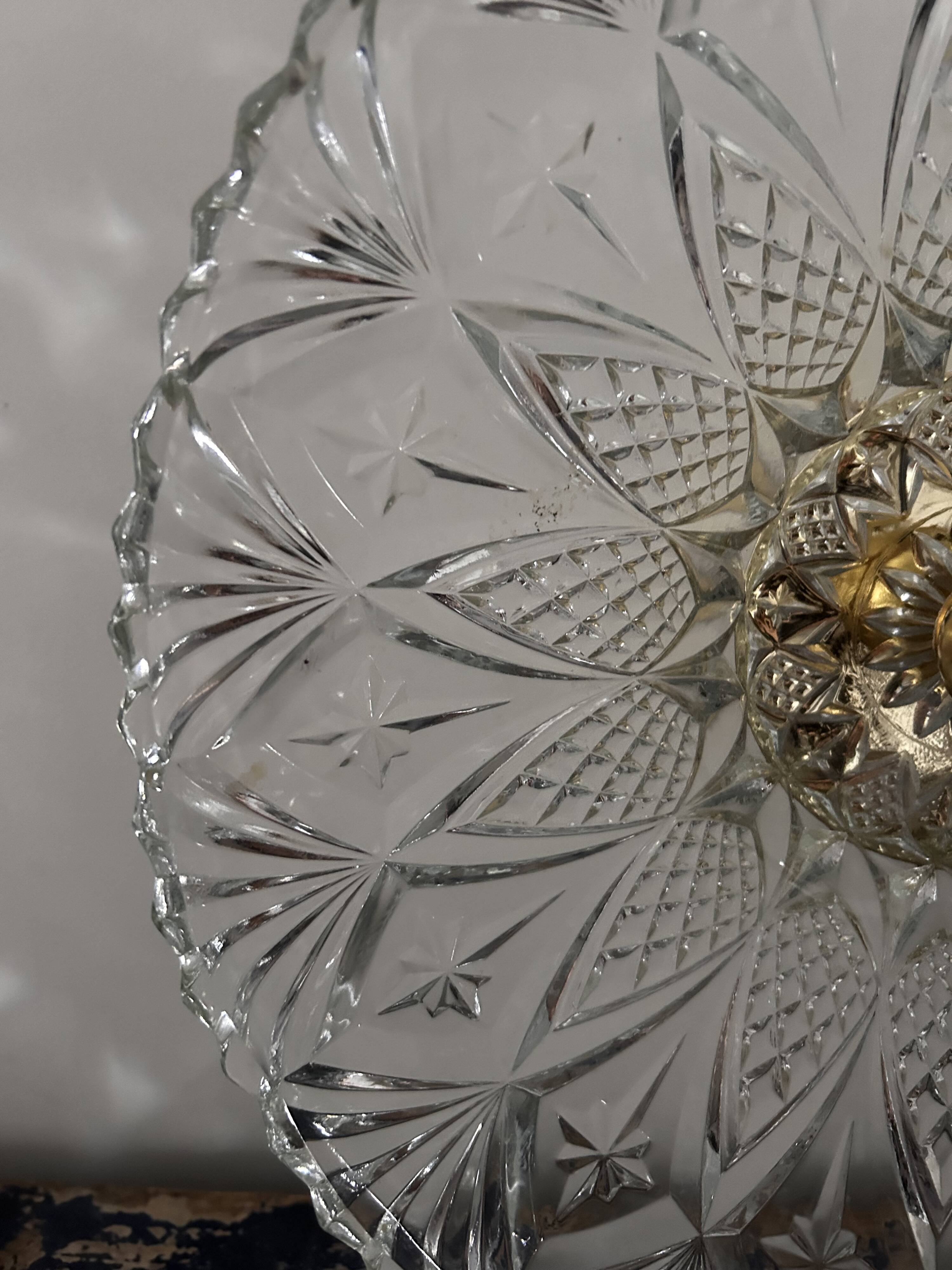 Large vintage chiseled glass wall light