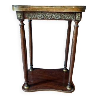 Bedside table nineteenth, Louis XVI style, mahogany and brass