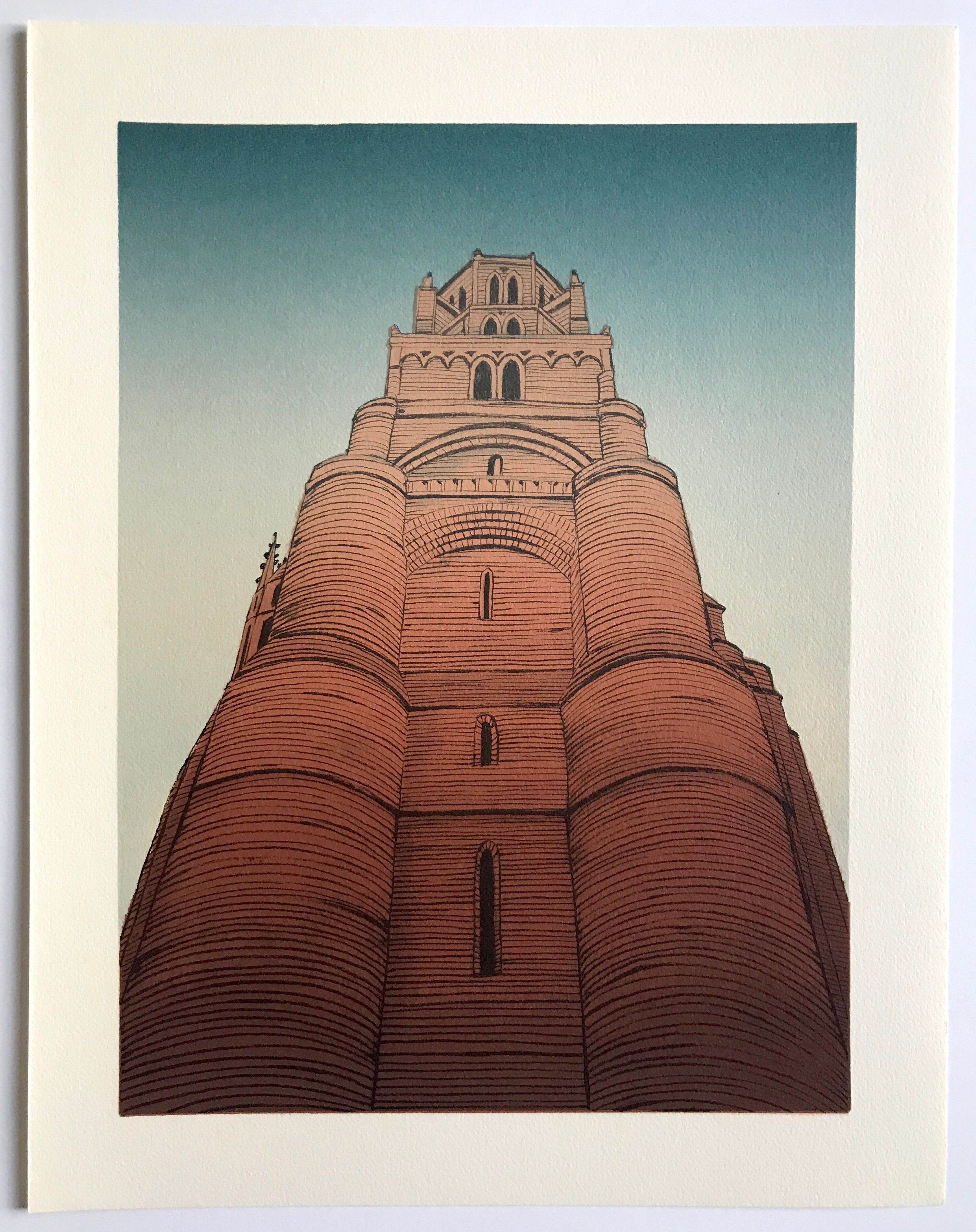 original lithograph by alain le foll, albi, 1978