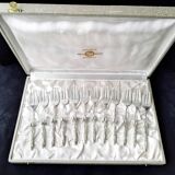 Set of 12 silver-plated cake forks SFAM "A la Russe" model