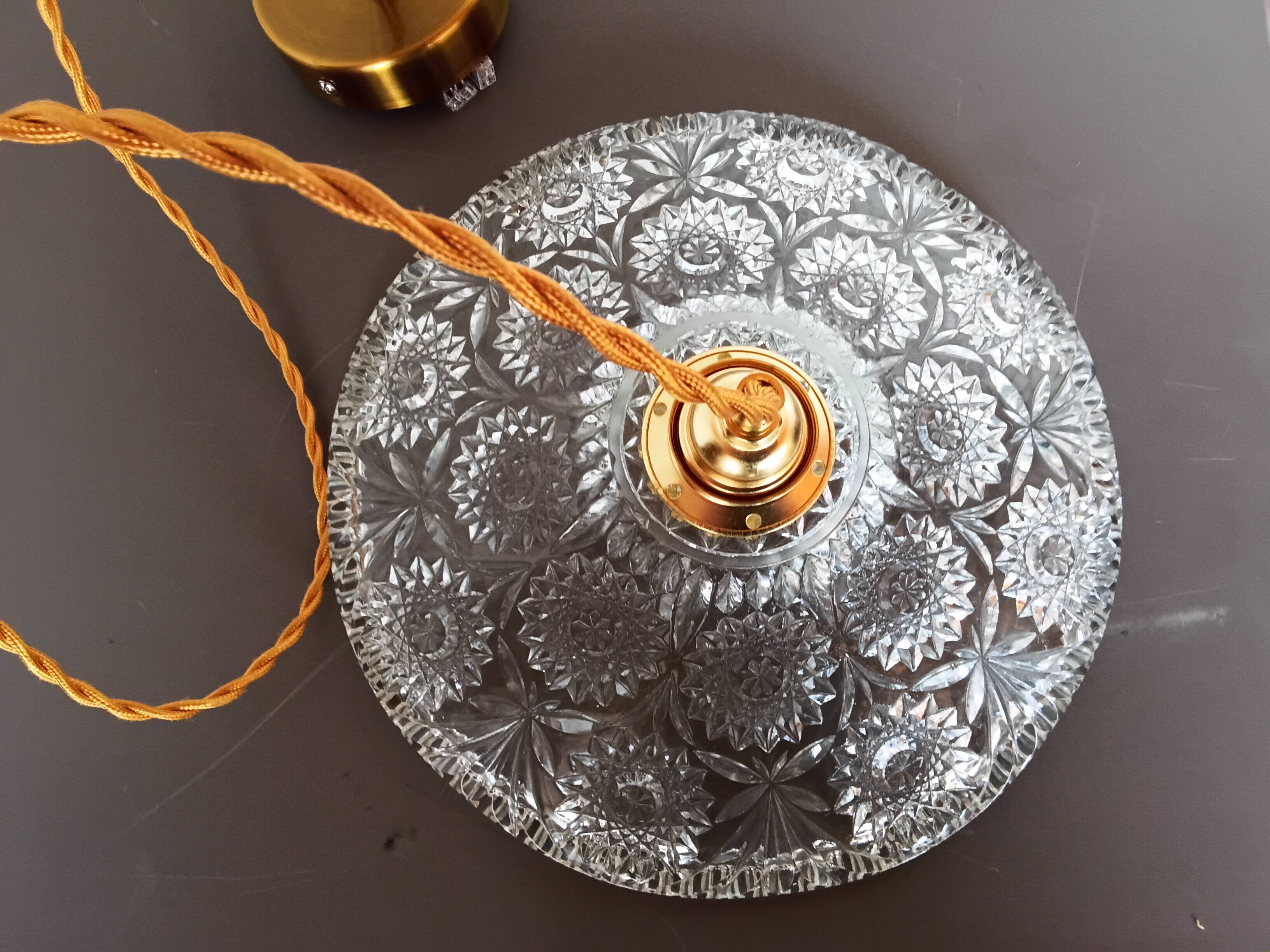 Vintage chiseled glass pendant light