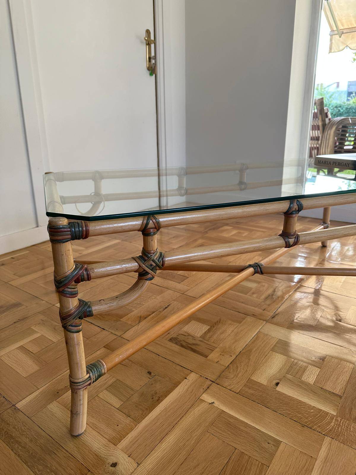 Bamboo and glass coffee table 1970