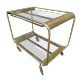 Old rolling coffee table serving vintage brass bar 50s mid-century design