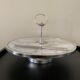 Marble cheese platter and silver metal 1970