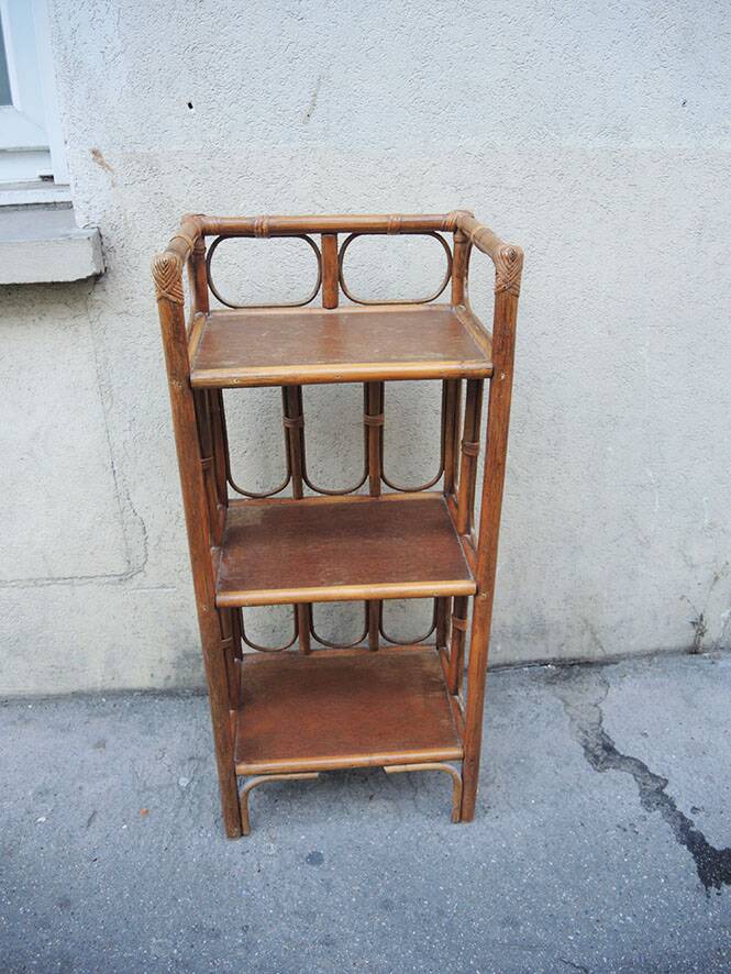 Old Small Rattan Shelf 3 Levels